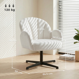 HOMCOM Swivel Accent Chair, Shell-Shaped Armchair with Spring Cushion, Metal Base, Cream White - thumbnail 3