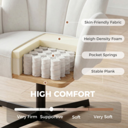 HOMCOM Swivel Accent Chair, Shell-Shaped Armchair with Spring Cushion, Metal Base, Cream White - thumbnail 6