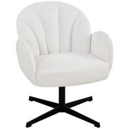 HOMCOM Swivel Accent Chair, Shell-Shaped Armchair with Spring Cushion, Metal Base, Cream White - thumbnail 1