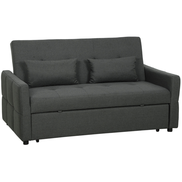 HOMCOM Three-Way Two-Seater Sofa Bed - Charcoal Grey - image 1