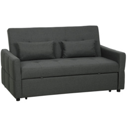 HOMCOM Three-Way Two-Seater Sofa Bed - Charcoal Grey - thumbnail 1