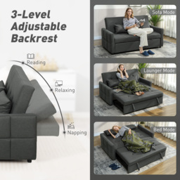 HOMCOM Three-Way Two-Seater Sofa Bed - Charcoal Grey - thumbnail 5