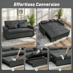 HOMCOM Three-Way Two-Seater Sofa Bed - Charcoal Grey - thumbnail 4