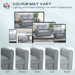 HOMCOM 2 Seater Sofa Bed, 3-in-1 Convertible Sleeper Sofa with Click-clack Adjustable Backrest and 2 Pillows, Grey - thumbnail 7