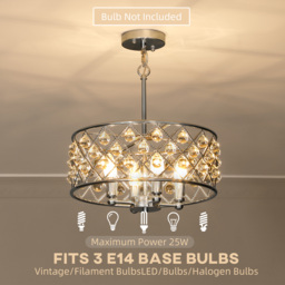 HOMCOM 51 Crystallite Four-Bulb Chandelier - Silver-Tone - thumbnail 5