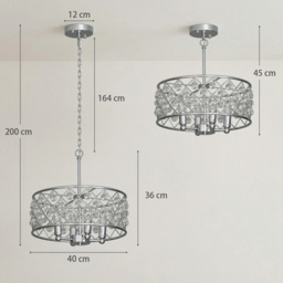 HOMCOM 51 Crystallite Four-Bulb Chandelier - Silver-Tone - thumbnail 3