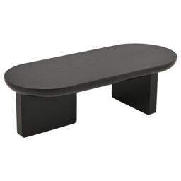 Oval Centre Coffee Table with Double Square Legs and Felt Feet, Minimalist Table for Compact Living Rooms, 119.5L x 50W x 35.5H cm, Black - Aosom UK - thumbnail 2