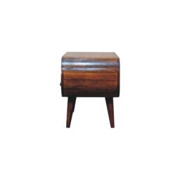 100% Solid Mango Wood Round TV Stand with 2 Smooth‑Gliding Drawers and Open Slot, Table for Living Room, 35L x 90W x 45H cm, Brown - Aosom UK - thumbnail 7