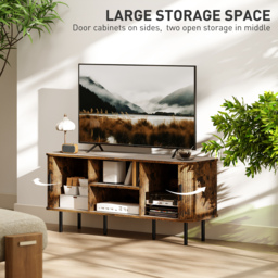 HOMCOM TV Stand Cabinet for TVs up to 55 Inches, TV Unit with Storage Shelves and Cupboard for Living Room, Rustic Brown - thumbnail 5