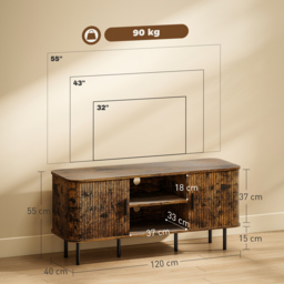 HOMCOM TV Stand Cabinet for TVs up to 55 Inches, TV Unit with Storage Shelves and Cupboard for Living Room, Rustic Brown - thumbnail 3