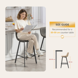 HOMCOM Bar Stools Set of 2, PU Leather Dining Stools with Backrest, Footrest, for Kitchen, Counter, Breakfast Bar, Grey - thumbnail 7