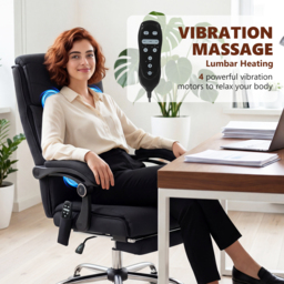 Vinsetto High Back Vibration Massage Office Chair with Footrest, Heated, Black - thumbnail 4
