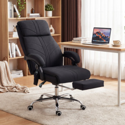 Vinsetto High Back Vibration Massage Office Chair with Footrest, Heated, Black - thumbnail 2