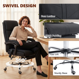 Vinsetto High Back Vibration Massage Office Chair with Footrest, Heated, Black - thumbnail 8
