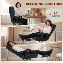 Vinsetto High Back Vibration Massage Office Chair with Footrest, Heated, Black - thumbnail 7