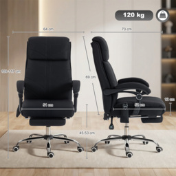 Vinsetto High Back Vibration Massage Office Chair with Footrest, Heated, Black - thumbnail 3