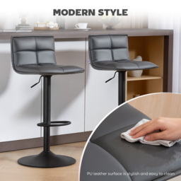 HOMCOM Set of Two Modern Faux Leather Bar Stools - Dark Grey - thumbnail 4