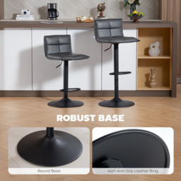HOMCOM Set of Two Modern Faux Leather Bar Stools - Dark Grey - thumbnail 7