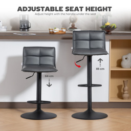 HOMCOM Set of Two Modern Faux Leather Bar Stools - Dark Grey - thumbnail 5