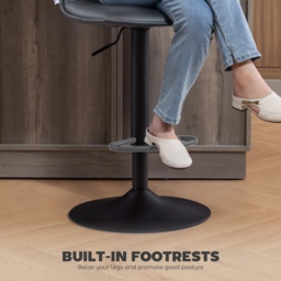 HOMCOM Set of Two Modern Faux Leather Bar Stools - Dark Grey - thumbnail 8