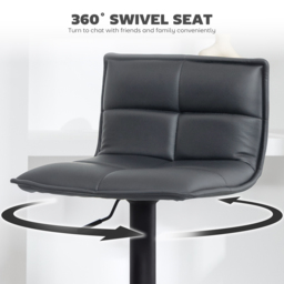 HOMCOM Set of Two Modern Faux Leather Bar Stools - Dark Grey - thumbnail 6