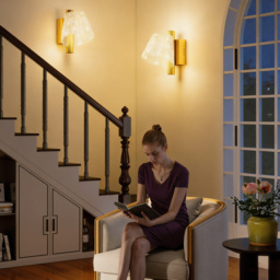 HOMCOM Led Wall Lamp 2 Pack, 5W Modern Indoor Starry Wall Light, Colour Temperature Adjustable 3000K/4000K/6500K, for Bedroom, Living Room, Hallway, Stairs, Gold Tone - thumbnail 9