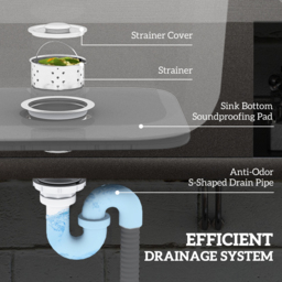 HOMCOM Outdoor Stainless Steel Kitchen Sink, Freestanding Sink Single Bowl with Cold and Hot Water Pipe and Storage Shelves - thumbnail 7
