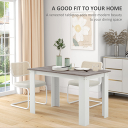 HOMCOM Dining Table for 4-6 People, Kitchen Table with Wood Effect for Dining Room, Grey - thumbnail 4
