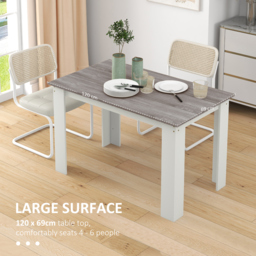 HOMCOM Dining Table for 4-6 People, Kitchen Table with Wood Effect for Dining Room, Grey - thumbnail 5