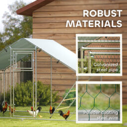 PawHut Walk in Chicken Run w/ Cover, Feeding Door, Hanging Feeder, Perch, for 6-8 Poultry - thumbnail 6