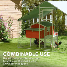 PawHut Walk in Chicken Run w/ Cover, Feeding Door, Hanging Feeder, Perch, for 6-8 Poultry - thumbnail 8
