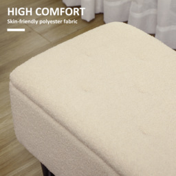 HOMCOM 47L Teddy Fleece Storage Ottoman - Cream - thumbnail 6