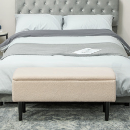 HOMCOM 47L Teddy Fleece Storage Ottoman - Cream - thumbnail 8
