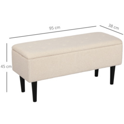 HOMCOM 47L Teddy Fleece Storage Ottoman - Cream - thumbnail 3