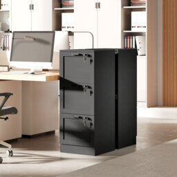 HOMCOM 3-Drawer Filing Cabinet with Lock - Black - thumbnail 8