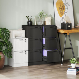 HOMCOM 3-Drawer Filing Cabinet with Lock - Black - thumbnail 9