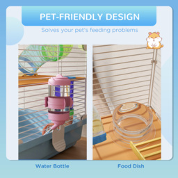 PawHut Small Hamster Cage with 5-Tier Habitat and Tunnel, Fun & Spacious Cage for Hamsters, Light Blue - Aosom UK - thumbnail 5