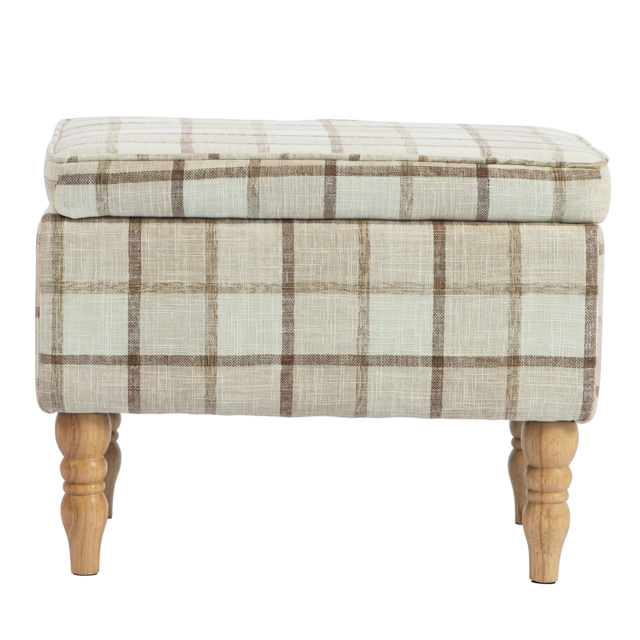 HOMCOM Linen Fabric Upholstered Footstool, Rectangular Storage Stool with Removable Top, Padded Seat and Hidden Space, Brown - image 1