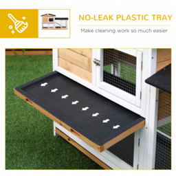 PawHut 2-Tier Rabbit Hutch Wooden Guinea Pig House Pet Cage Outdoor w/ Sliding-out Tray Ramp, 157.4x53x93.5cm, Yellow - thumbnail 6