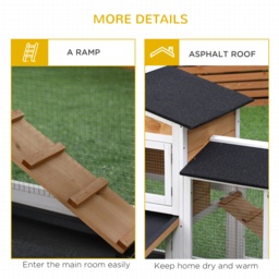 PawHut 2-Tier Rabbit Hutch Wooden Guinea Pig House Pet Cage Outdoor w/ Sliding-out Tray Ramp, 157.4x53x93.5cm, Yellow - thumbnail 7
