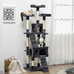 PawHut Cat Tree Scratching House, Activity Play Centre - thumbnail 2