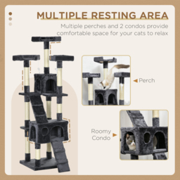 PawHut Cat Tree Scratching House, Activity Play Centre - thumbnail 6