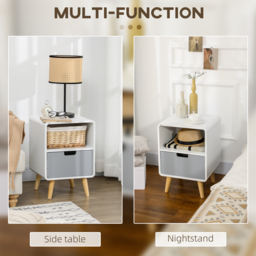 HOMCOM Bedside Table Set of 2, Wooden End Nightstand with Drawer, Scandinavian Nordic Style Lamp Desk Storage Unit for Bedroom, Wood - Aosom UK - thumbnail 6