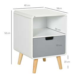 HOMCOM Bedside Table Set of 2, Wooden End Nightstand with Drawer, Scandinavian Nordic Style Lamp Desk Storage Unit for Bedroom, Wood - Aosom UK - thumbnail 3