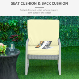 Outsunny Set of 2 Garden Seat and Back Cushion Set, Replacement Cushions for Outdoor Furniture with Seat Cushion and Back Cushion, Cream White - thumbnail 4
