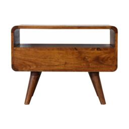 100 % Solid Mango Wood Mini Media Unit with Smooth-Glide Drawers and Open Slot, TV Unit with Unique Grain, 30L x 60W x 45H cm, Brown - Aosom UK - thumbnail 7