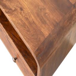 100 % Solid Mango Wood Mini Media Unit with Smooth-Glide Drawers and Open Slot, TV Unit with Unique Grain, 30L x 60W x 45H cm, Brown - Aosom UK - thumbnail 4