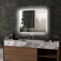 Kleankin LED Bathroom Mirror Cabinet with Light, Bathroom Storage Cupboard w/ Adjustable Shelf, Smart Trouch, 90x15x70cm, White - Aosom UK - thumbnail 2