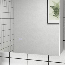 Kleankin LED Bathroom Mirror Cabinet with Light, Bathroom Storage Cupboard w/ Adjustable Shelf, Smart Trouch, 90x15x70cm, White - Aosom UK - thumbnail 9