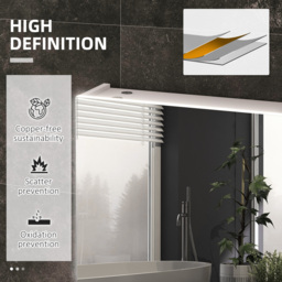Kleankin LED Bathroom Mirror Cabinet with Light, Bathroom Storage Cupboard w/ Adjustable Shelf, Smart Trouch, 90x15x70cm, White - Aosom UK - thumbnail 8